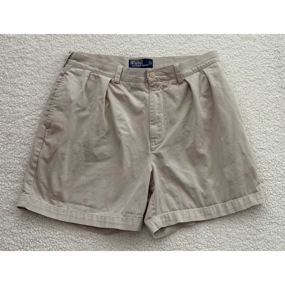 Polo Ralph Lauren Shorts Beige Classic Pleated Chino Cotton Andrew Short Mens 34